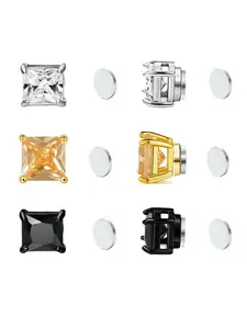 Simple Square Zircon Strong Magnet Earrings, Elegant Fashion Jewelry for Men and Women, Punk Neutral Non-Piercing Ear Rings