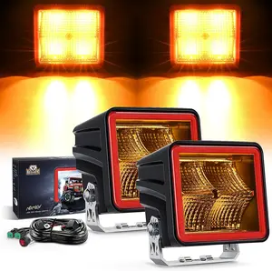 Nilight 3 Inch Cube Amber LED Pod Light Bar 20W 1240LM Super Flood Light w/16AWG DT Wiring Harness Kit Screw-Less Offroad LED Driving Work Lights for Truck UTV 4x4 ATV Motorcycle dealsforyoudays