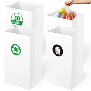 4 Pack 30 Gallon Extra Large Portable Disposable Trash Cans for Parties and Events, Disposable Garbage Can for Party (30.7" H x 17" W x 13.4" D)