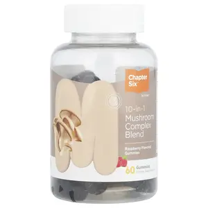 Chapter Six 10-in-1 Mushroom Complex Blend Gummies, Raspberry, 60 Gummies