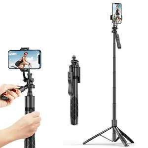 Rotatable Wireless Selfie Stick Tripod with Remote Control, Compatible with iPhone Samsung Gopro, Compact Phone Stabilizer Stand