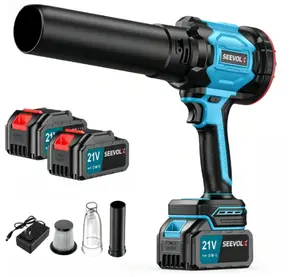 SEEVOLX Cordless 2-in-1 Leaf Blower Vacuum with One-Touch Mode Switch, Powerful Rechargeable Blower for Yard Lawn Garage Outdoor Cleanup