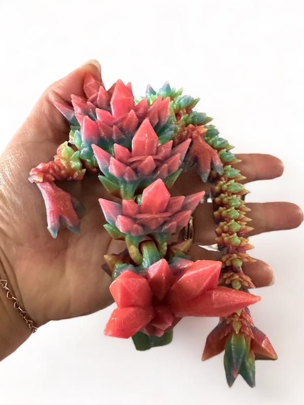 24" Crystal Dragon, Glow in the dark, Rainbow, Articulated Figurine Collectible