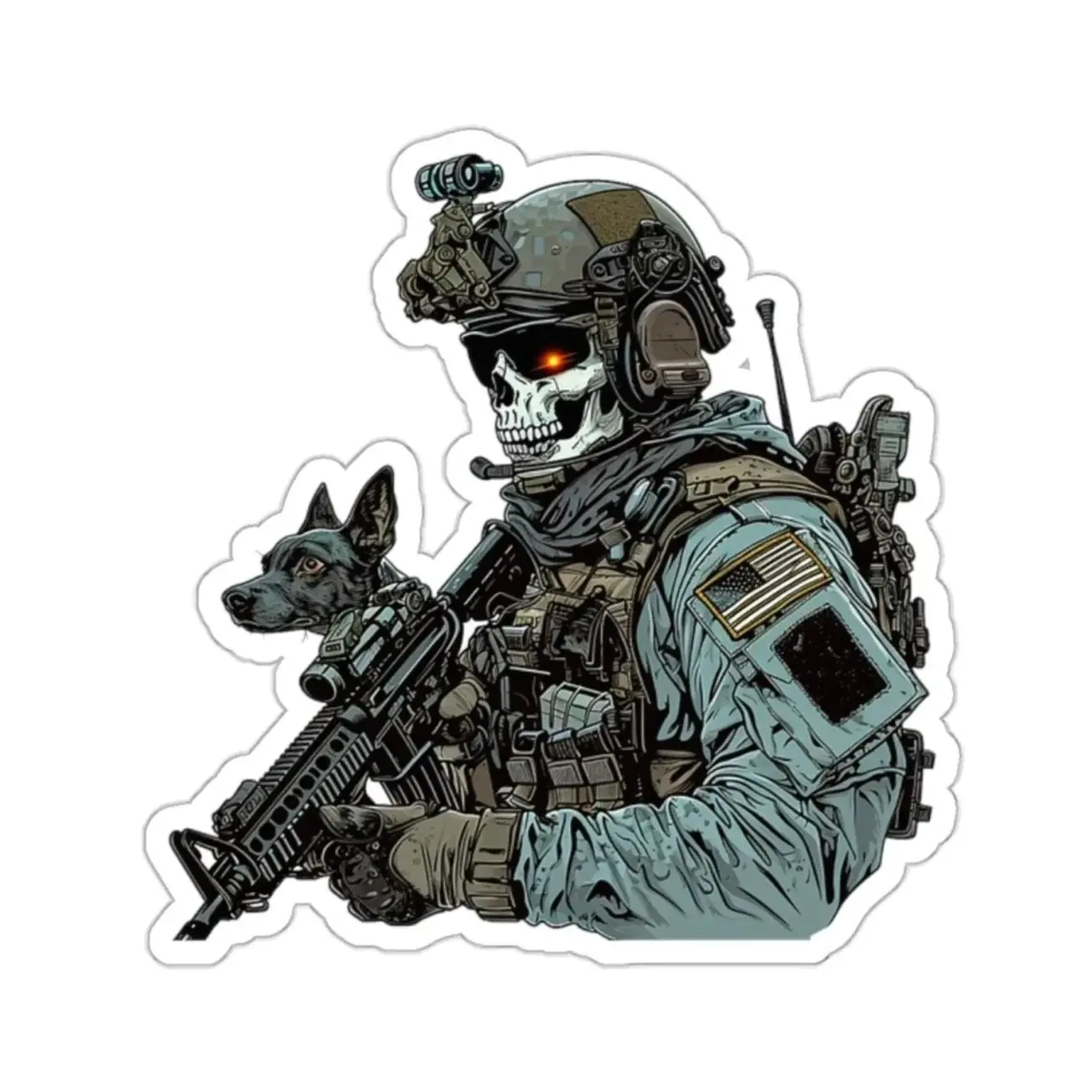 Tactical Skeleton sticker, Hard Hat Sticker, Laptop Water Bottle Decal Sticker