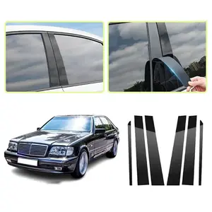 For Mercedes Benz S Class W140 MK3 1992-1999, 6pcs Car Window Cover Door Decal Stickers B C Column Pillar Sticker Car Accessories