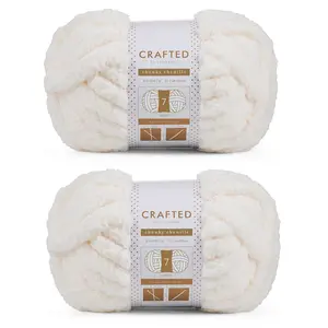 Crafted by Catherine Chunky Chenille Jumbo Yarn 2 Pack - Hand Knitting and Crocheting Super Thick Chunky Yarn - Extra Soft Bulky Fluffy Blanket Yarn (8 oz / 31.7 yards each skein)