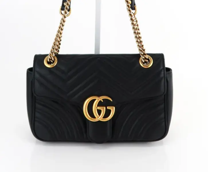 Pre-owned GUCCI GG Black Marmont Crossbody Bag