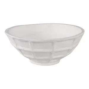 Sagebrook Home 22386 14 x 6 in. Windowpane Paper Mache Bowl, White