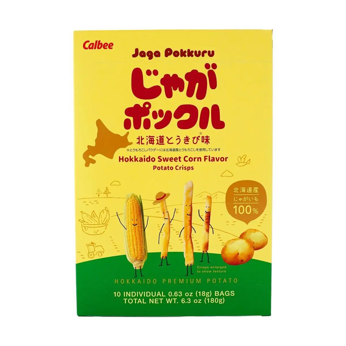 Calbee Jaga Pokkuru Potato Snack Corn Flavor - Hokkaido Limited Edition 10 Packs 180g Calbee Jaga Pokkuru Potato Snack Corn Flavor - Hokkaido Limited Edition 10 Packs 180g