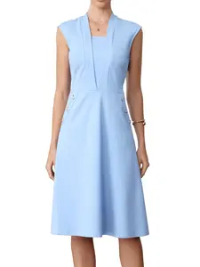 INSPIRE CHIC Summer Elegant Dresses Women's Knee Length Cap Sleeve Dressy Casual Office Work Dress with Pockets
