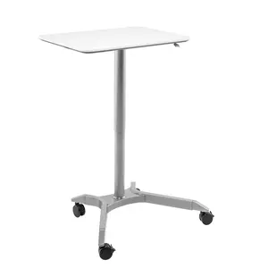 airLIFT® Premium Pneumatic Sit-Stand Mobile Desk Cart, White