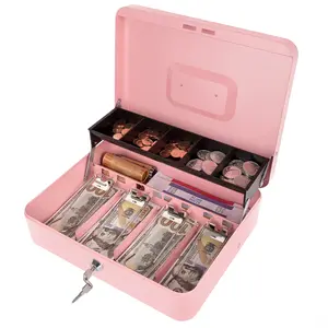 Cash Box with Money Tray and Key Lock, Money Box Safe Locking, Money Saving Lock Box with Money Tray Storage for Cash Register.8"x9.45"x3.54"