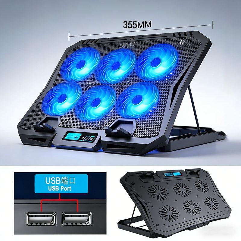 Laptop Cooler with 7-Level Adjustable Fan Stand and Display Screen Base
