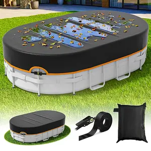 Oval Pool Cover, designed for above-ground oval pools, equipped with high-strength metal mechanical latches for secure fastening and excellent wind resistance.