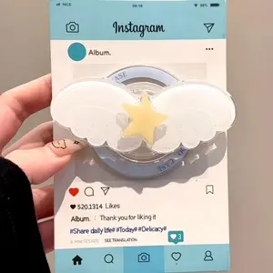 Korean Cute Wing Star Rotation For Magsafe Magnetic Phone Griptok Grip Tok Stand For iPhone 15 Wireless Charging Case Holder