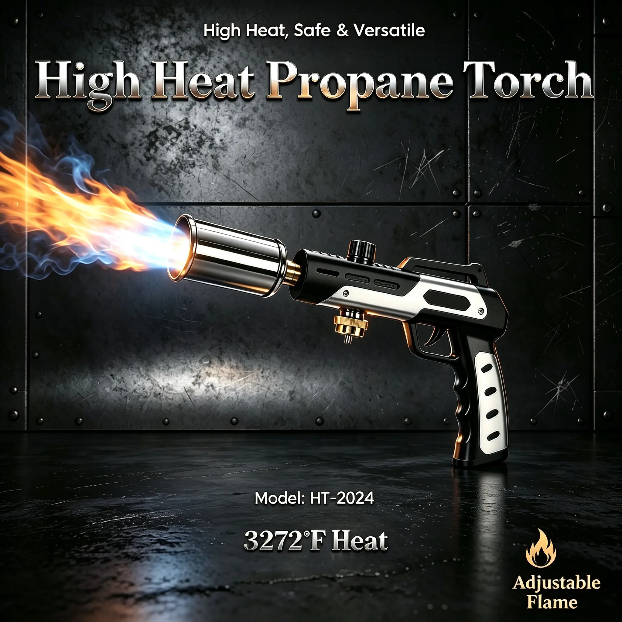 【DealsForYou】3272°F Super Powerful Propane Torch, Adjustable Flame Heavy Duty Blow Torch Gun, Multi-Use High Temperature Torch for BBQ, Jewelry Soldering, Resin Craft, Weed Burning, Construction Work Safe Reliable Torch HT-2024