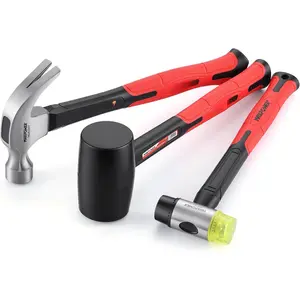 3- Hammer Set - 16 oz Rubber Hammer, 35 mm Double- Soft Mallet, 20 oz Claw Hammer, Versatile Striking Tools for Woodworking, Carpentry & DIY