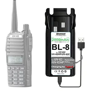 BL-8 Rechargeable Battery Compatible with UV-82/UV-82C/UV-82HP Series, 7.4V 2000mAh Li-ion with Type-C Charging Port for Two-Way Radios