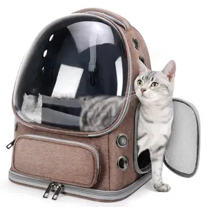 Cat Backpack Carrier, Breathable Cat Carrier Large Space Bubble Pet Backpack for Kitty Small Dog up to 15lbs, Transparent & Foldable Pet Carrier for Travel Hiking