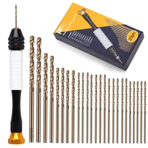 Pin Vise Hand Drill Set with 25  Drill Bits (0.6-2.5mm), Precision Hobby Drill for Miniatures, Model Making,  Repair, Polymer Clay and
