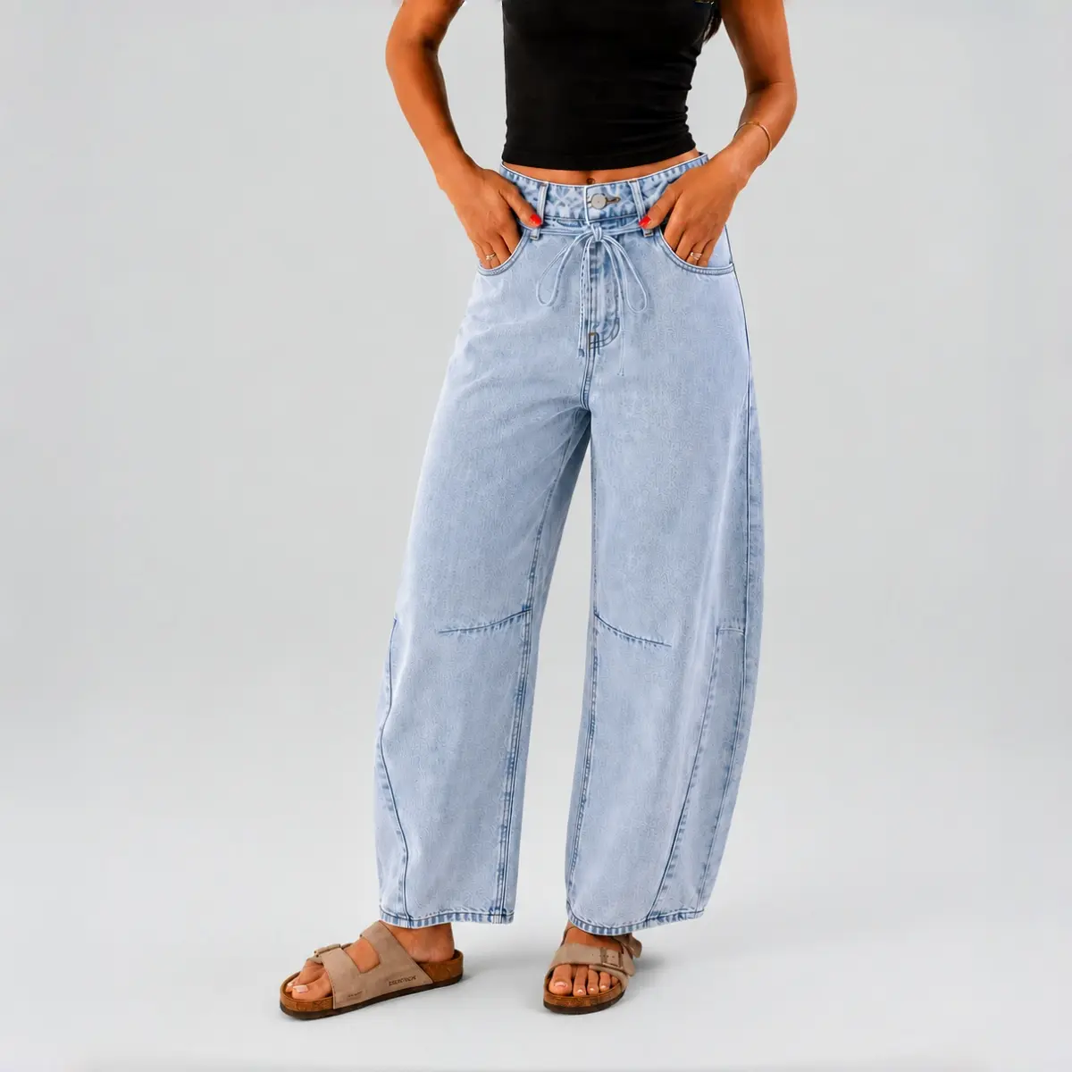 Blake Non-Stretch High Waist Barrel Jeans Womenswear Bottom Casual Denim Pants Daily Outfit Basic Streetwear Fall Fashion BM003 | BlueMoment