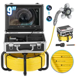 VEVOR Sewer Camera with 512Hz Locator, Summervibes,Summervibes, 98 ft/30 m, Self-Leveling Drain Inspection Camera with 9" 1080P HD Screen, 36X Zoom, Snake Plumbing Camera with Lights-12 LED, 32GB SD Card for Duct Pipe