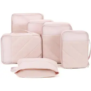 6 Set Packing Cubes for Travel, Luggage Organizer Bags with Shoe Bag, Lightweight, Durable Space Saver Bags Travel Essentials,