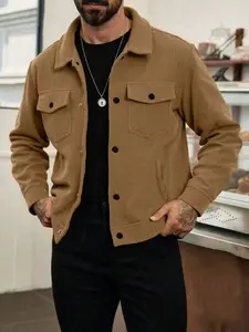 Men's Casual Sports Jacket, Spring Autumn Corduroy Windbreaker Jacket, Retro Multi-Pocket Cargo Jacket