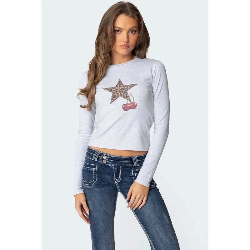 Womens cherrys and lepard thsirt - TikTok Shop