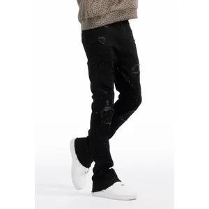 Prism Black/Black Rhinestone Stacked Flare Jean