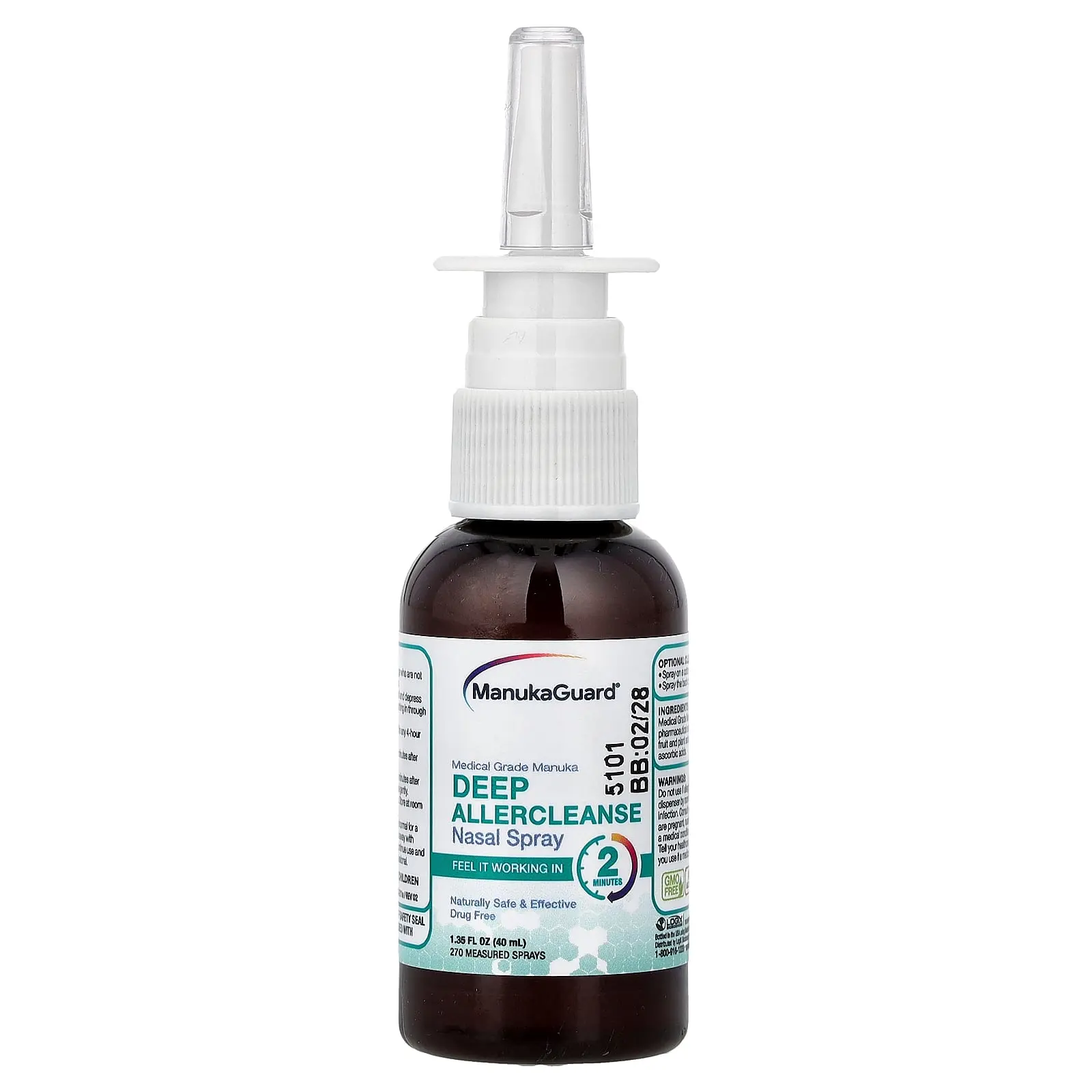 ManukaGuard Medical Grade Manuka, Deep Allercleanse Nasal Spray, 1.35 fl oz ( 40 ml) | HSA/FSA Eligible