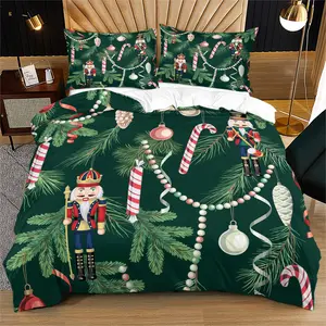 Nutcracker Christmas Theme Bedding Set, Soft Fabric, Comfortable Sleep Quality, Perfect Gift for Teens and Adults, Includes Sheet and Pillowcases