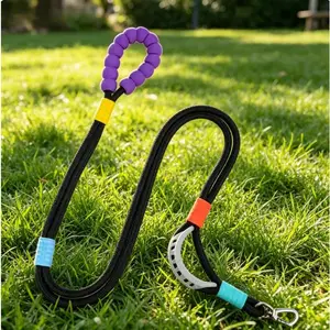 Hands-Free Adjustable Crossbody Waist Dog Leash | Heavy Duty Double Padded Handle with Lockable Clip for Training Walking Running