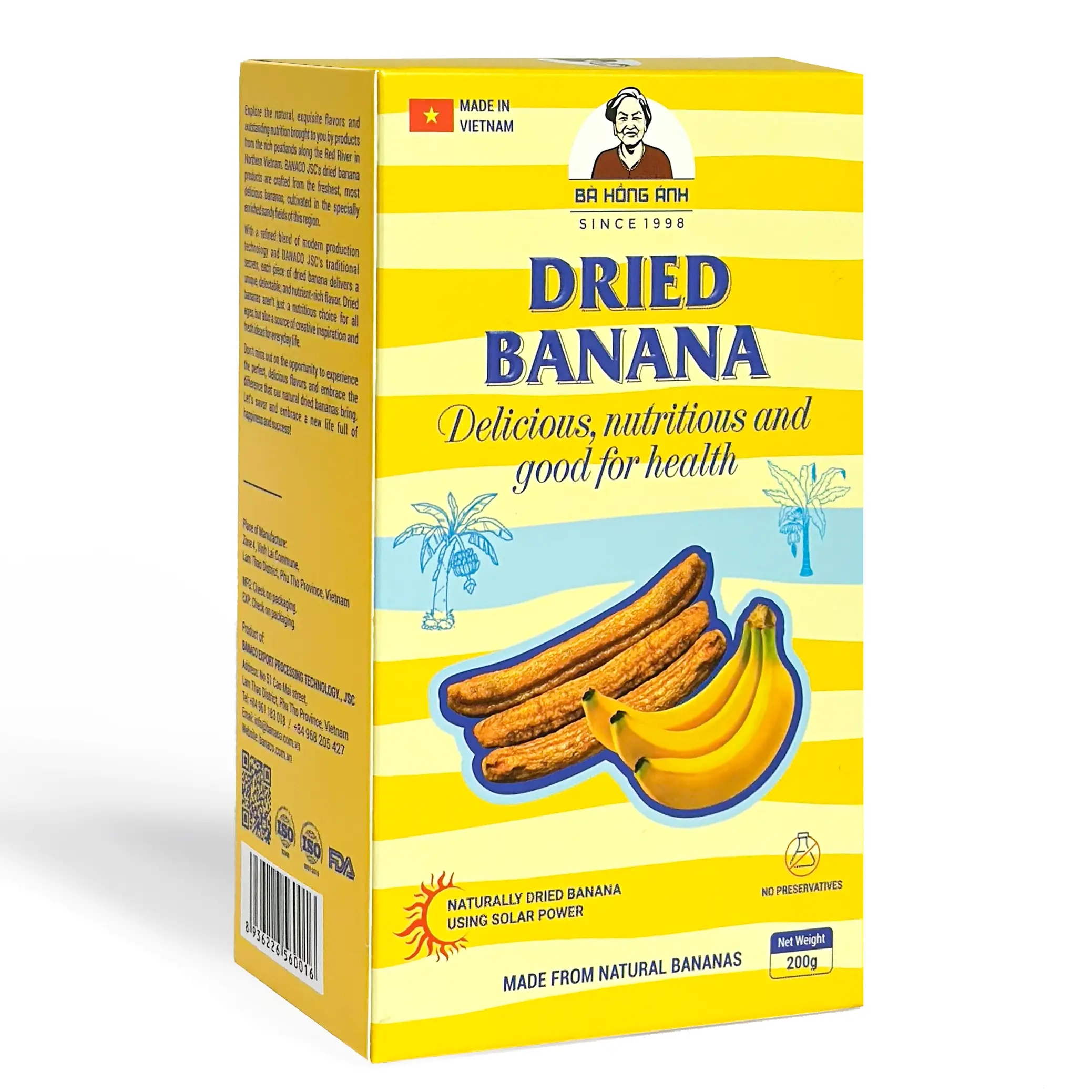BANACO Premium Dried Whole Bananas (200g) – 100% Natural, No Added Sugar, Healthy Target Snacks