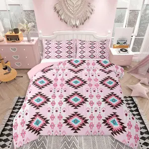 Kids Boho Western Bedding Set Soft for Boys Girls,Bohemian Southwestern Comforter Set Aztec Decor Duvet Quilt Farmhouse Country Bedroom