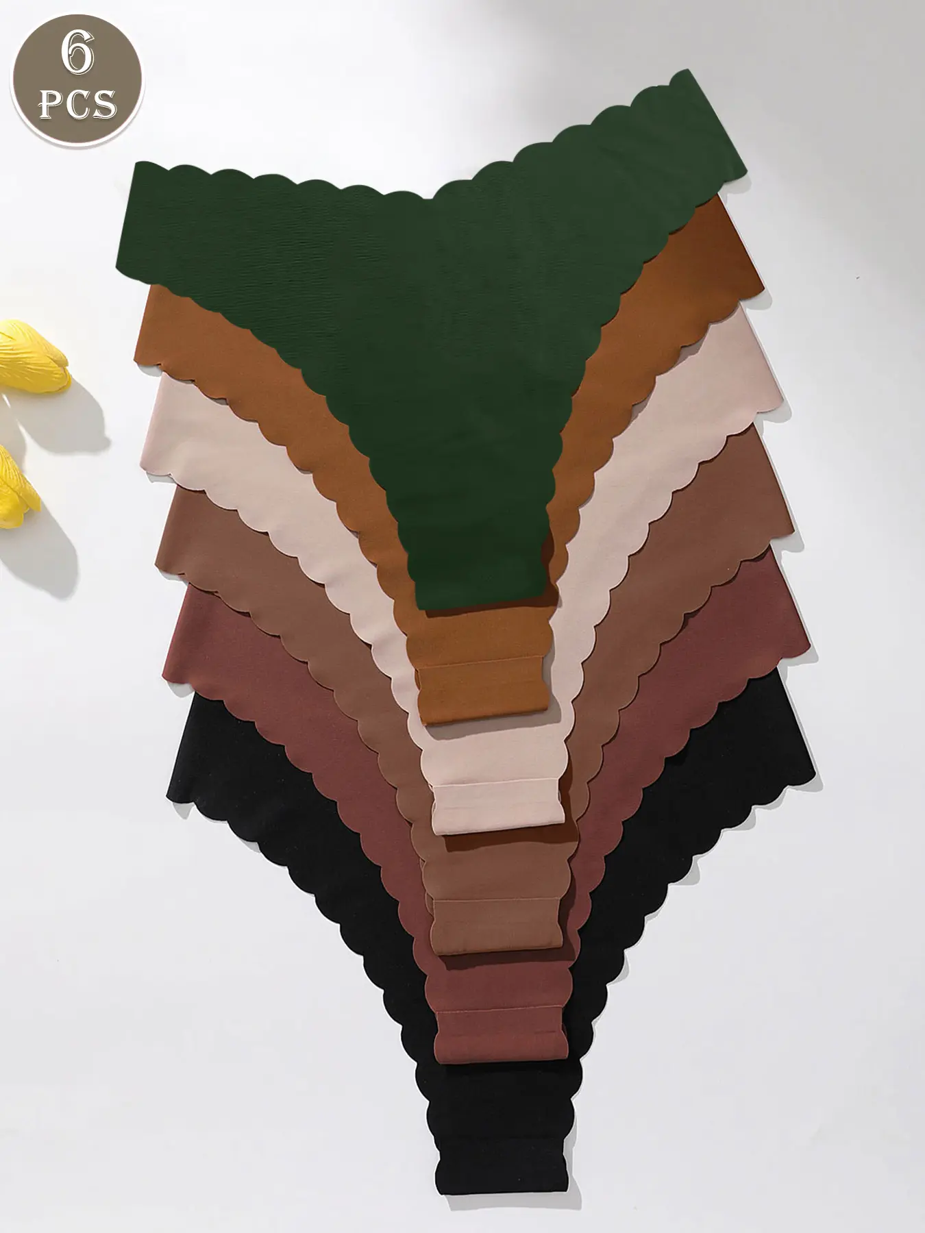 6-pack women's underwear - soft and comfortable bikini briefs, available in various shades of brown and black, low-waisted with wave edges, skin-friendly fit suitable for daily work, fitness, and yoga., Soft Comfy Panty