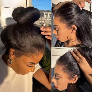 #summerwins Kisslove 360 Lace Wig Kinky Straight 100% Human Hair Newborn Hairline Glueless Pre Cut Lace Pre Bleached Knots Pre Plucked Natural Hairline Invisi-Drawstring Natural Edges Ponytail Updo Styles For Black Women,summerhairstyles