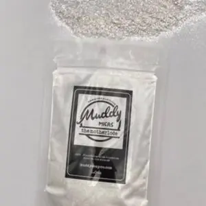 MuddySoapCo White Shimmery Mica 1oz for Soap Making, Cosmetics, Bath Bombs
