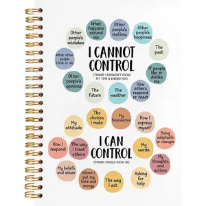 1 pc 5.5*8.3in with 50 pages I Can and Cannot Control Mental Health Journal, Self Improvement Journal, Mental Health Gifts, Psychology Gifts, Therapy Journal for Mental Health, Therapy Notebook, Hardcover Spiral Notebook