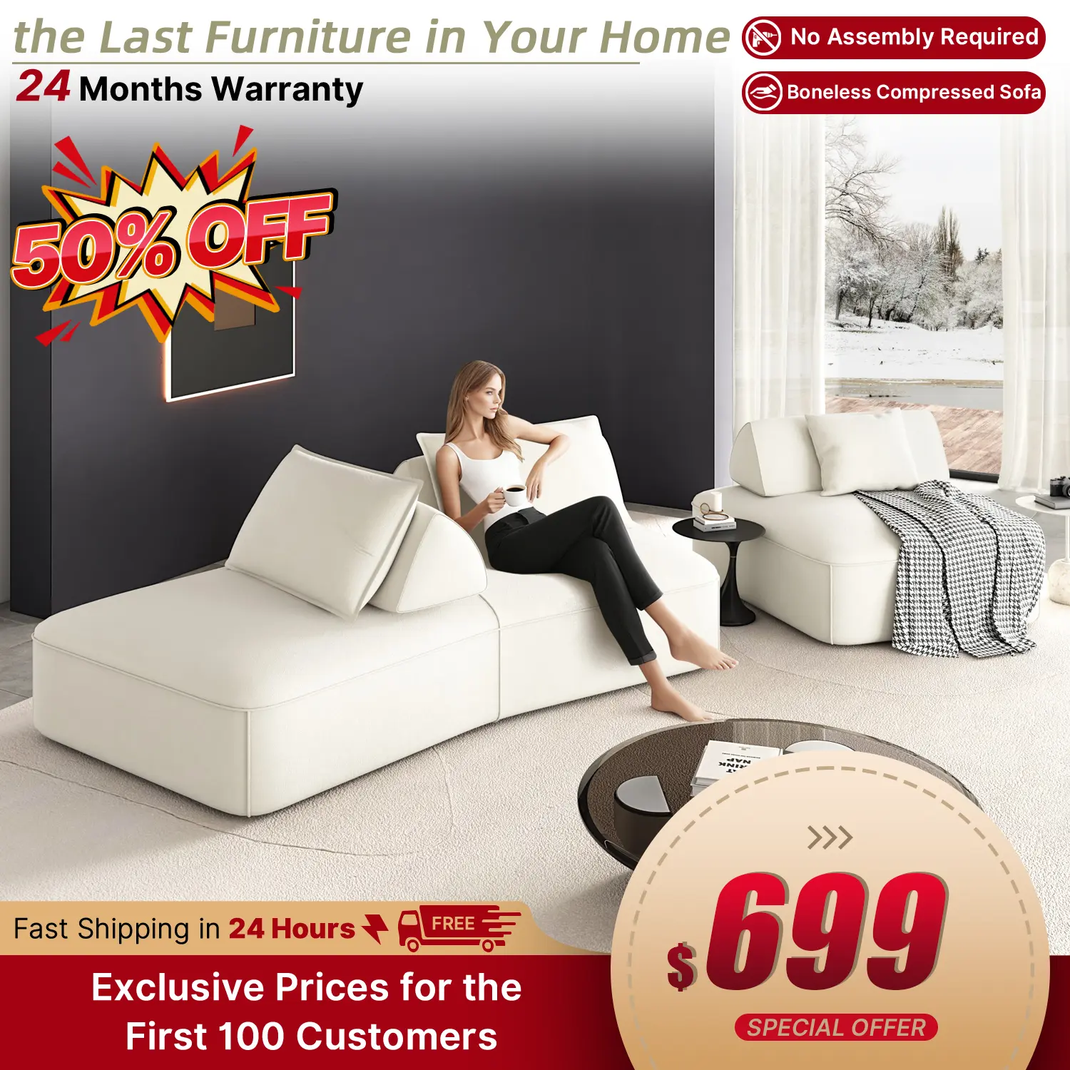 Modern Light Luxury Oversized Modular Sectional Sofa Set with Fluffy Chenille Fabric, Beige,grey, 139" Ergonomic Upholstered