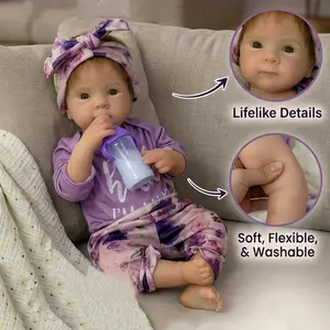 Otarddolls 18 Inch Can Open Mouth Bettie Soft Solid Silicone Girl Doll With Hand Rooted Hair Lifelike Skin Details Flexible Silicone Reborn Doll Cute Birthday Gifts