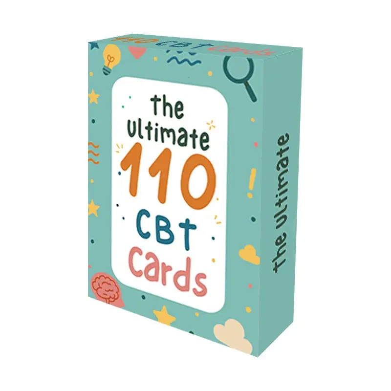1pcs 110 Ultimate CBT Therapy Flashcards Cognitive Distortion Identification Cards Learn Common Negative Thinking Patterns With Definition Explanation For Counselors Therapists Social Workers Mental Health Counseling & CBT Self-Help Emotional Regulation P
