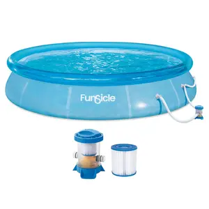 Funsicle 12'x30" Sea-Thru QuickSet Inflatable Ring Top Outdoor Above Ground Pool