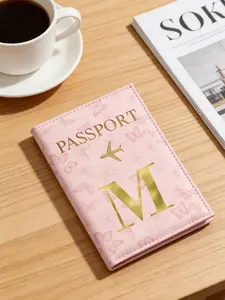 One cute small butterfly minimalist passport holder, gold 26-letter A-Z pattern, passport cover, ID card holder, cute passport holder, passport travel wallet, passport wallet, travel passport wallet, travel accessory