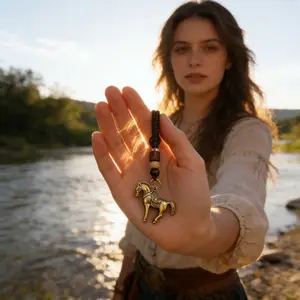 Lucky Brass Horse Charm Keychain, Vintage Brass Horse Pendant, Home Decor, Travel & Home Decoration, Symbol of Success & Speed