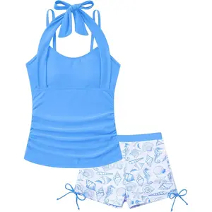 Girls Tankini Swimsuit 2 Piece Halterneck Bathing Suit for Teens Size 7-16