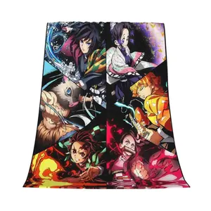Demon Slayer Anime Blanket Reversible Machine Washable All-Season Multipurpose Cozy Nap Blanket for Sofa Office Bed Camping Travel