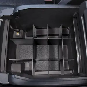 Center Console Organizer Compatible with  F250/F350/F450 (2017-2022) and Expedition (2018-2024) Interior Accessories Armrest Storage Box Insert Tray, Black(Full console w/bucket seats ONLY)