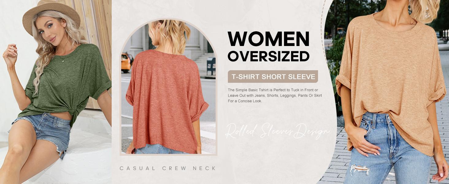 Cicy Bell Women's Oversized Short Sleeve T-Shirt - Summer Casual, Loose Streetwear Tops with Minimalist, Basic, Simple Design