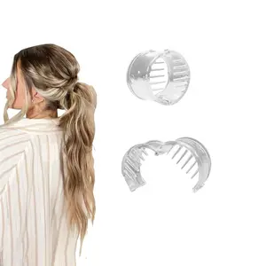 Pony Popper Clip, High Ponytail Holder for Full, Voluminous Styles, Versatile Accessory for All Hair Types, Ponytail Volumizer for Thick & Long Hair, Fancy Accessories for Women, Clear Pony Popper, Transparent Design